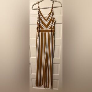 Blu Pepper Brown and White Striped Romper